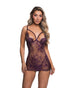 Brown Sooty Secrets eyelash lace chemise for women, featuring delicate lace detail and a stylish, elegant nightwear design.