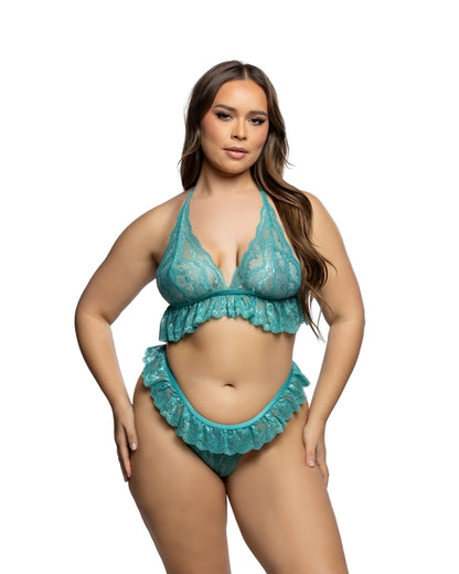 Teal Lacy Sweet Flutter 2-piece women&