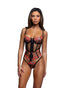 Black and pink Midnight Rose 2-piece corset lingerie set by Brown Sooty, featuring lace details and adjustable straps.