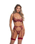 Beaded Belle 3-piece garter set by Brown Sooty featuring wine-colored beaded details and delicate women’s clothing accessories.
