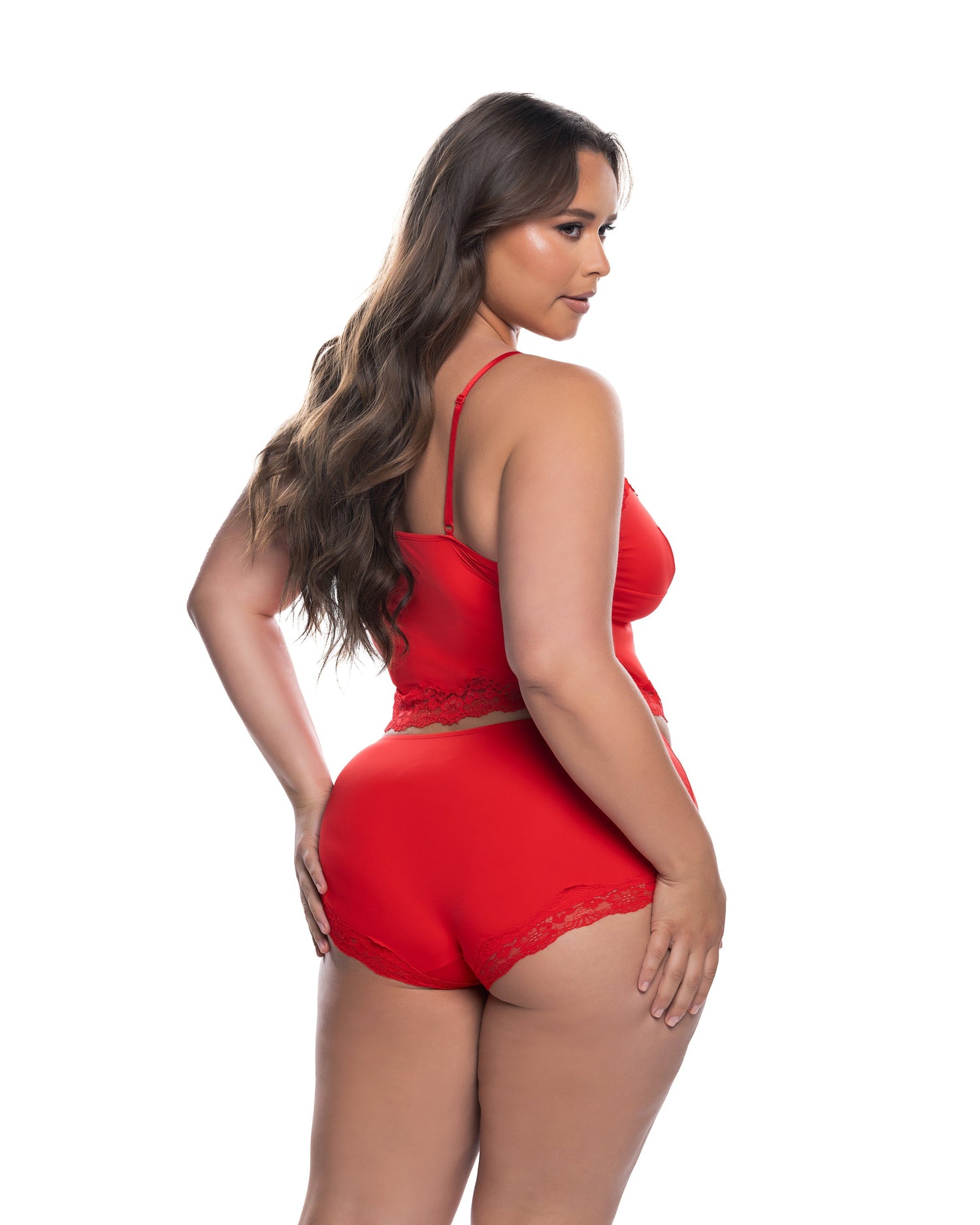 Brown Sooty Essentials Set Cami lingerie and underwear in black, featuring a comfortable, seamless design with adjustable straps.