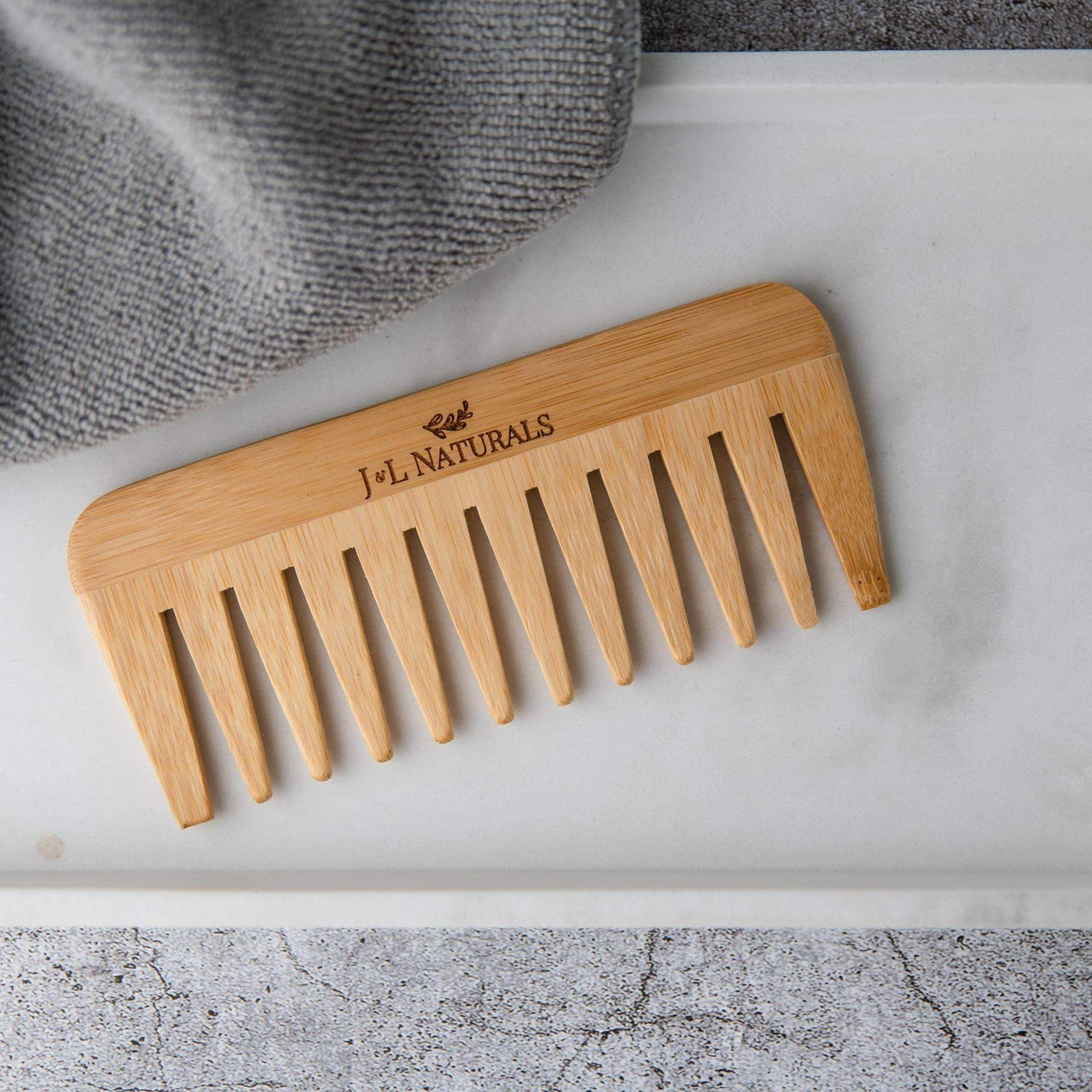 Gold Lavender bamboo detangling comb for skincare, featuring smooth, natural bamboo teeth for gentle hair and scalp care.