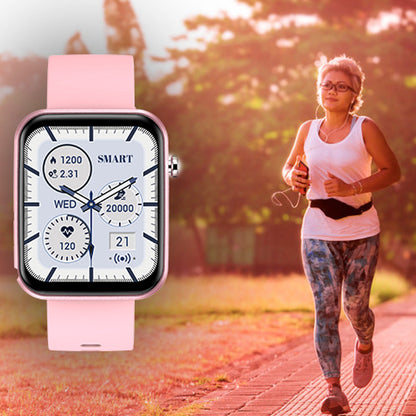 Salmon Lucky advanced smartwatch with three interchangeable bands and wellness activity tracker on a lifestyle setting.