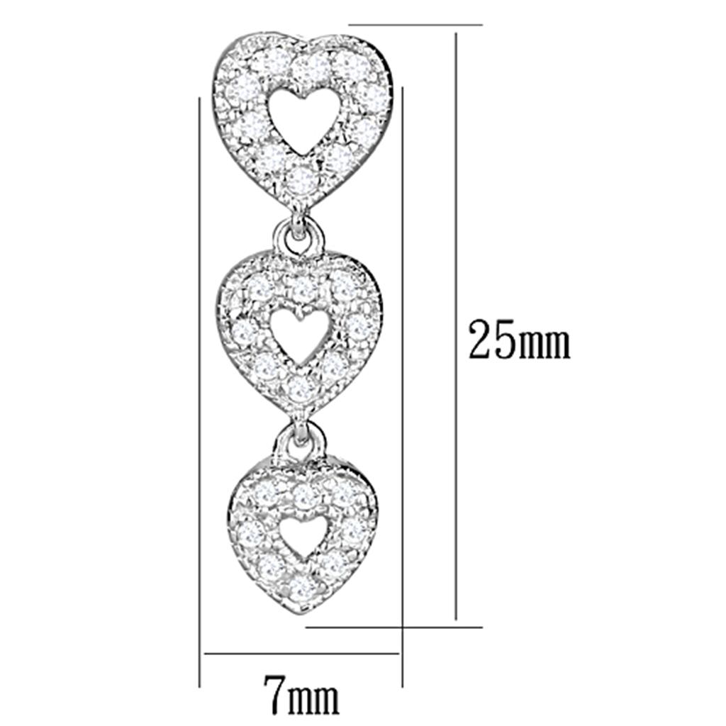 Rhodium 925 sterling silver earrings with AAA grade cubic zirconia from Turquoise Tiger Jewelry &amp; Watches collection.