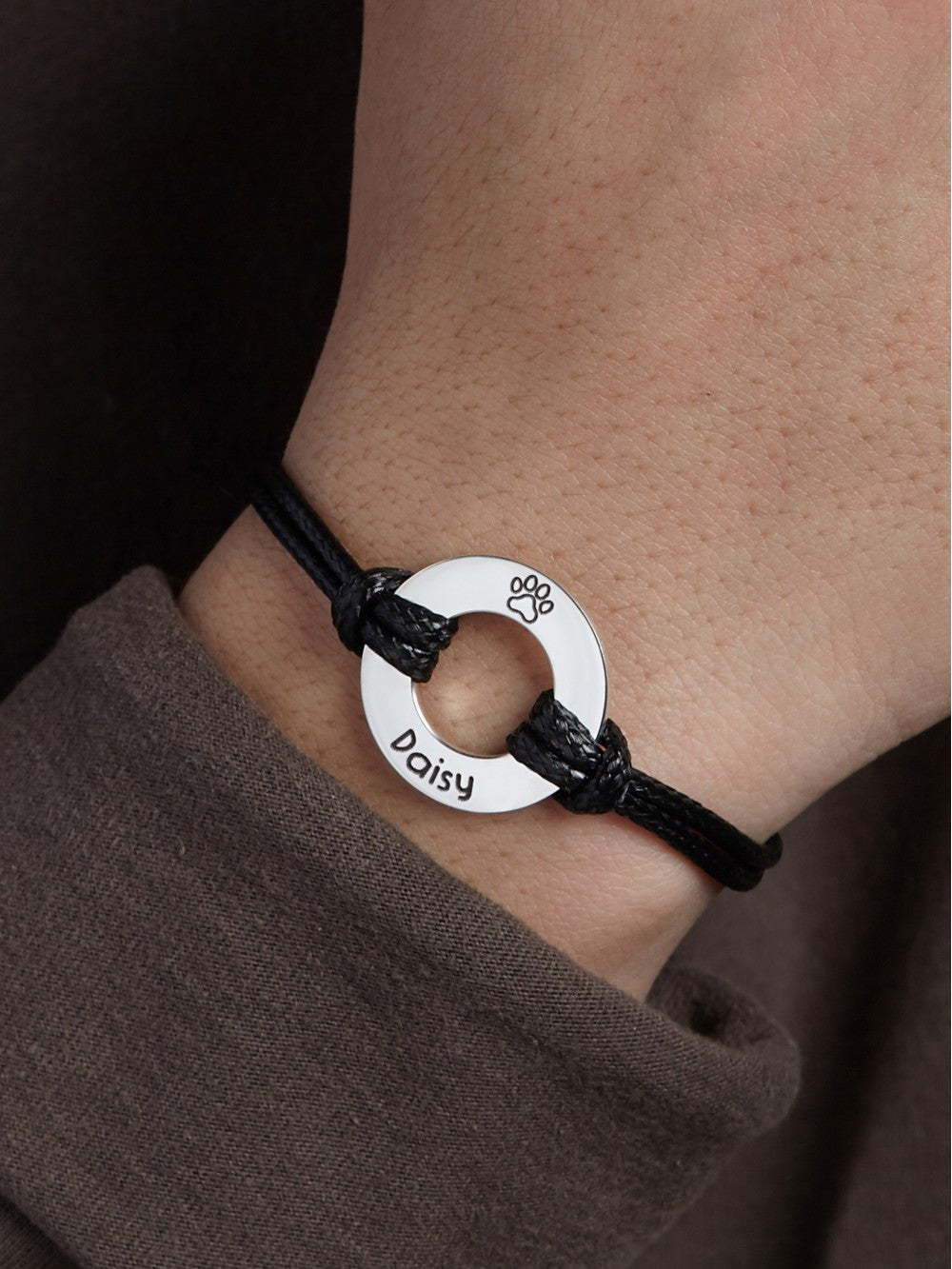 Leather bracelet with engraved pet name, memorial dog dad gift, Green Millie bracelet honoring lost pet, natural leather design