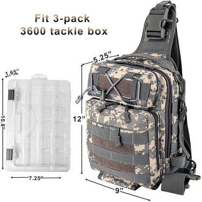 Waterproof LUXHMOX fishing tackle backpack by Amethyst Osage with multiple compartments for outdoor gear storage.