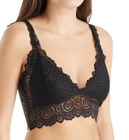 Melanter lace V-neck bralette showing delicate floral lace detail and soft, comfortable fit in a close-up shot.