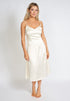 Azure Thanatos Léonie One Pearl Satin Slip Dress, elegant sleeveless dress with pearl accents and satin fabric, displayed on a mannequin.