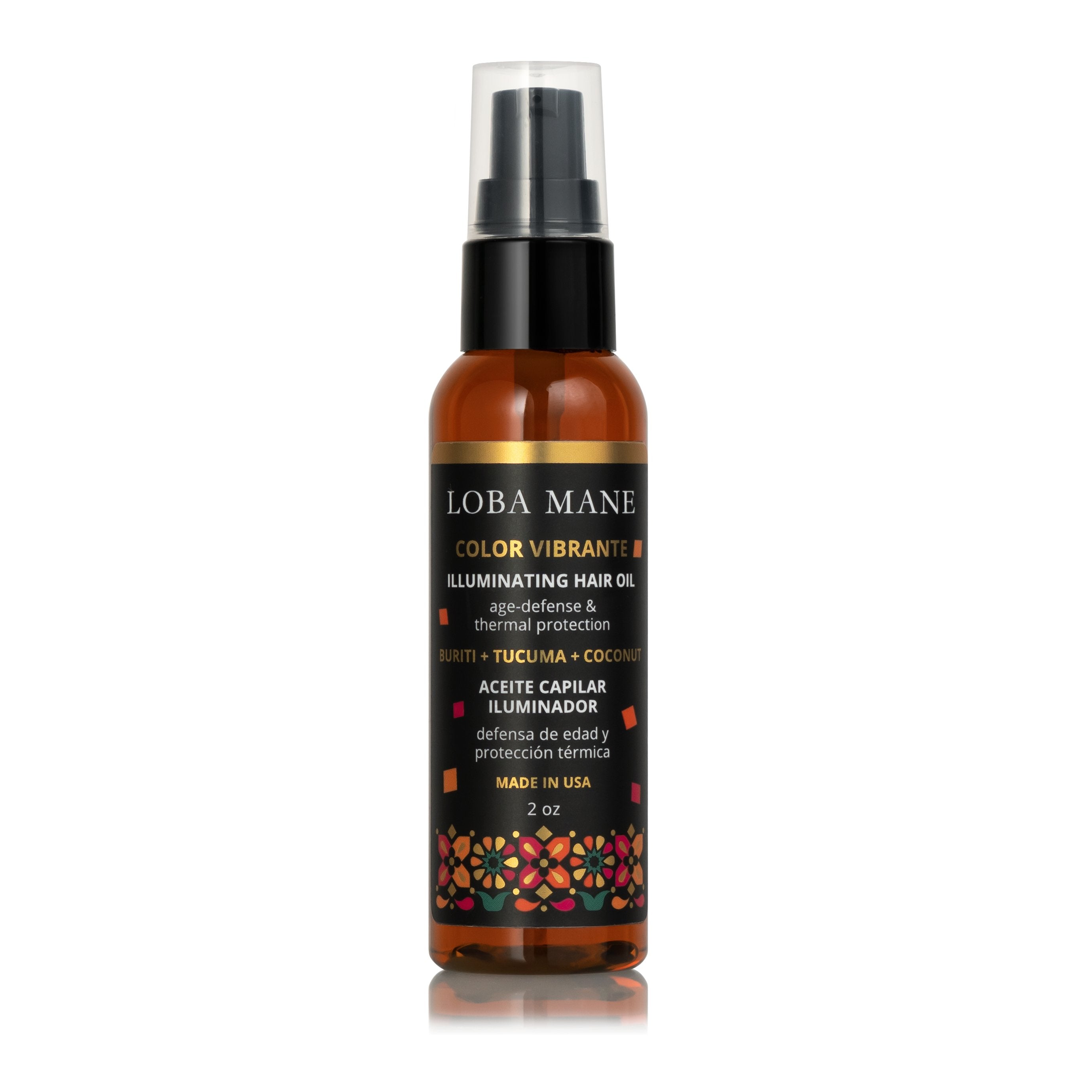 Ivory Pandora Illuminating Oil for hair, showcasing a sleek bottle with shiny hair reflecting light, enhancing hair shine and health.