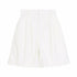 White loose cut cloth Bermuda shorts by Azure Thanatos, showing relaxed fit and casual style on a plain background.