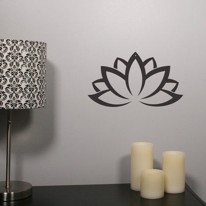 Canis Minor metal wall art featuring a detailed lotus flower design for home and garden decor.
