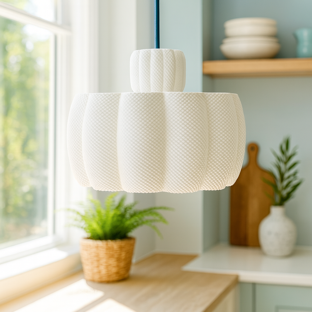 Azure Pontus Lotus Glow pendant lamp hanging with a soft, glowing lotus-shaped design for elegant lighting.
