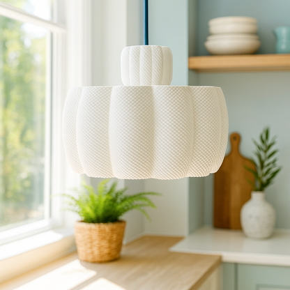 Azure Pontus Lotus Glow pendant lamp hanging with a soft, glowing lotus-shaped design for elegant lighting.