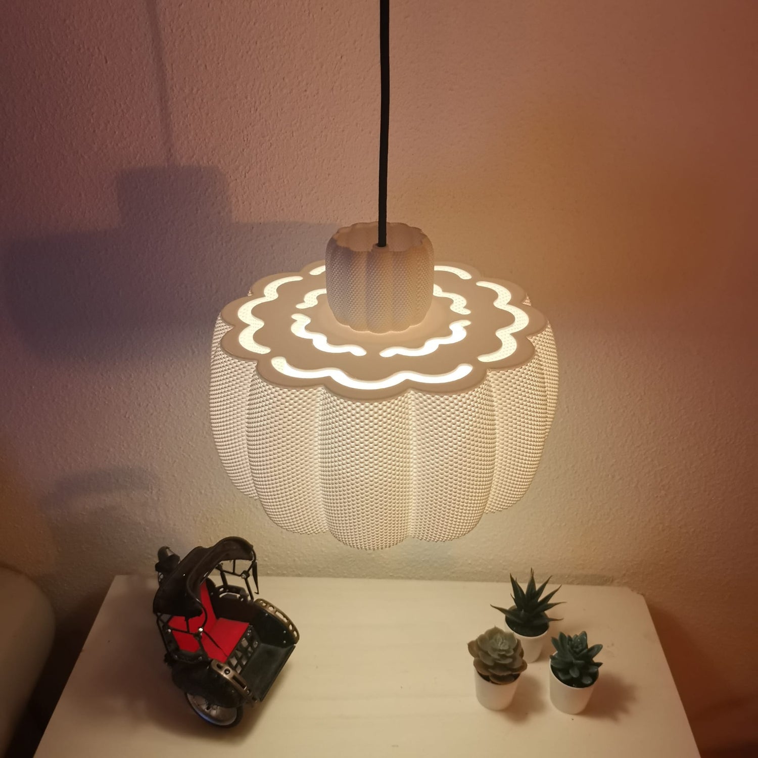 Azure Pontus Lotus Glow Pendant Lamp hanging with a soft, glowing lotus-shaped design for elegant lighting.
