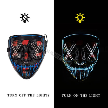 White Eucalyptus Halloween LED pet mask featuring spooky light-up eyes and adjustable straps for comfortable fit.