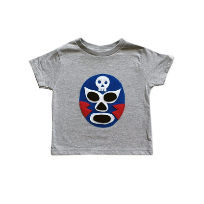 Kids and babies Sky Blue Milo luchador azul T-shirt featuring a colorful luchador design on a toddler-sized shirt.
