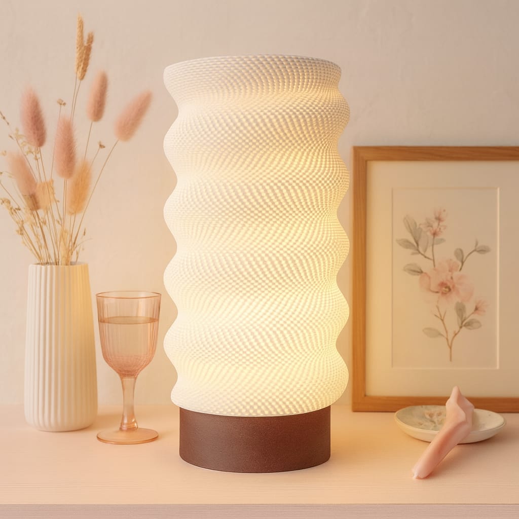 Azure Pontus Lumina Twist portable table lamp with sleek design and adjustable light, ideal for modern lighting needs.