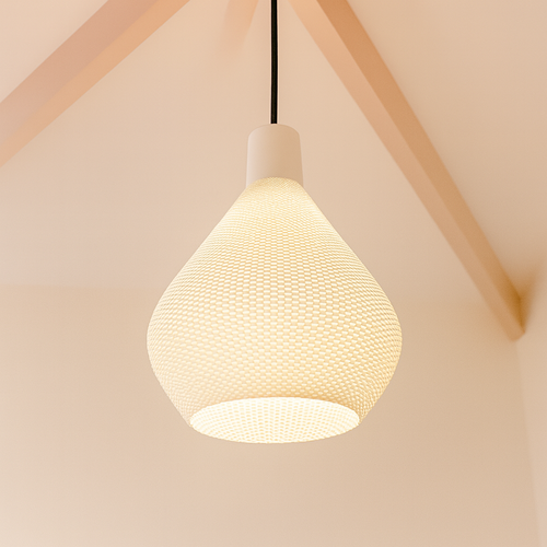 Azure Pontus Lumisera pendant lamp hanging with a sleek modern design, ideal for contemporary lighting in living spaces.