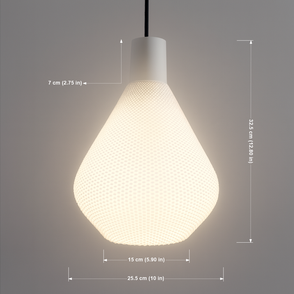 Azure Pontus Lumisera pendant lamp hanging from ceiling, modern lighting fixture with sleek design and metallic finish.