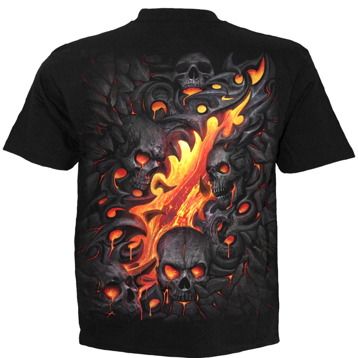 Black Jasper Skull Lava black T-shirt featuring a bold skull lava graphic on the front, casual and stylish men&