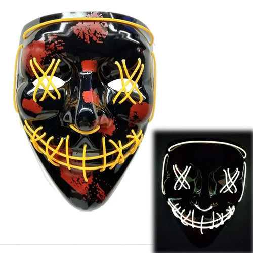 White Eucalyptus LED purge mask for pets, glow-in-the-dark Halloween costume with light-up DJ party style.