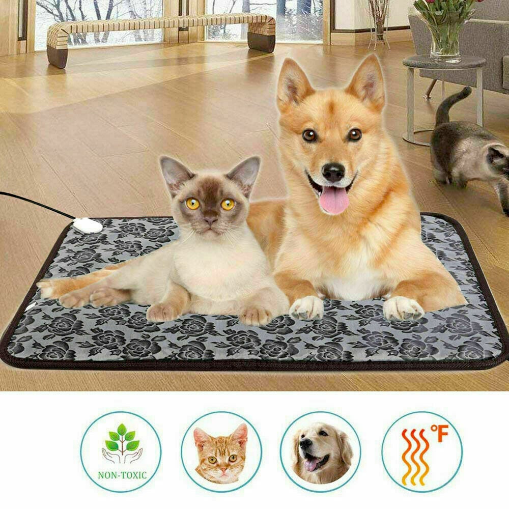 Yellow Pandora thermal waterproof pet bed pad with adjustable heating, designed for comfort and protection for pets.
