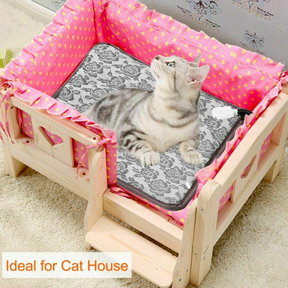 Yellow Pandora thermal waterproof pet bed pad with adjustable heating, designed for comfort and protection for pets.