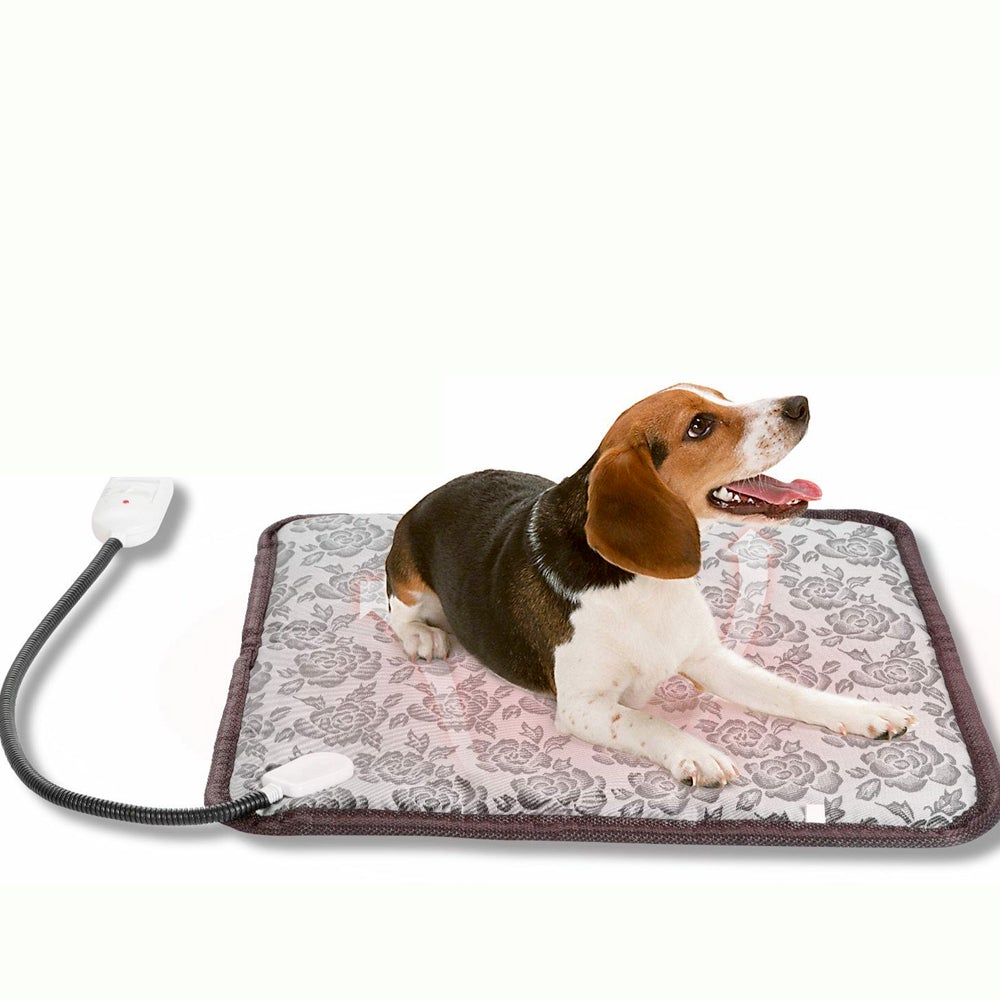 Yellow Pandora waterproof pet bed pad with thermal heating and adjustable features, designed for comfort and warmth for pets.