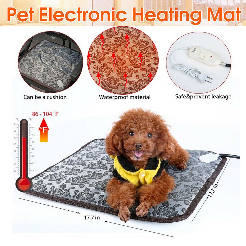 Yellow Pandora waterproof pet bed pad with thermal heating and adjustable features, designed for comfort and warmth.
