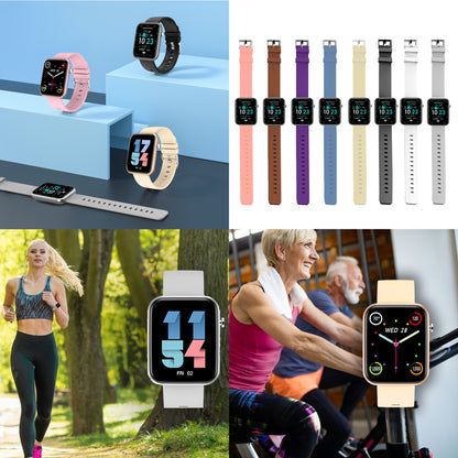 Salmon Lucky advanced smartwatch with three interchangeable bands and wellness activity tracker on a sleek display screen.