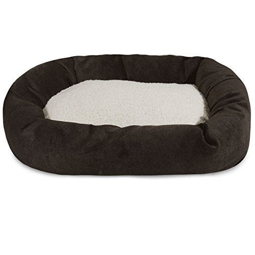 Rose Chloe MajesticPet 25-inch Villa Sherpa Donut Pet Bed in storm gray, plush and cozy for small to medium pets