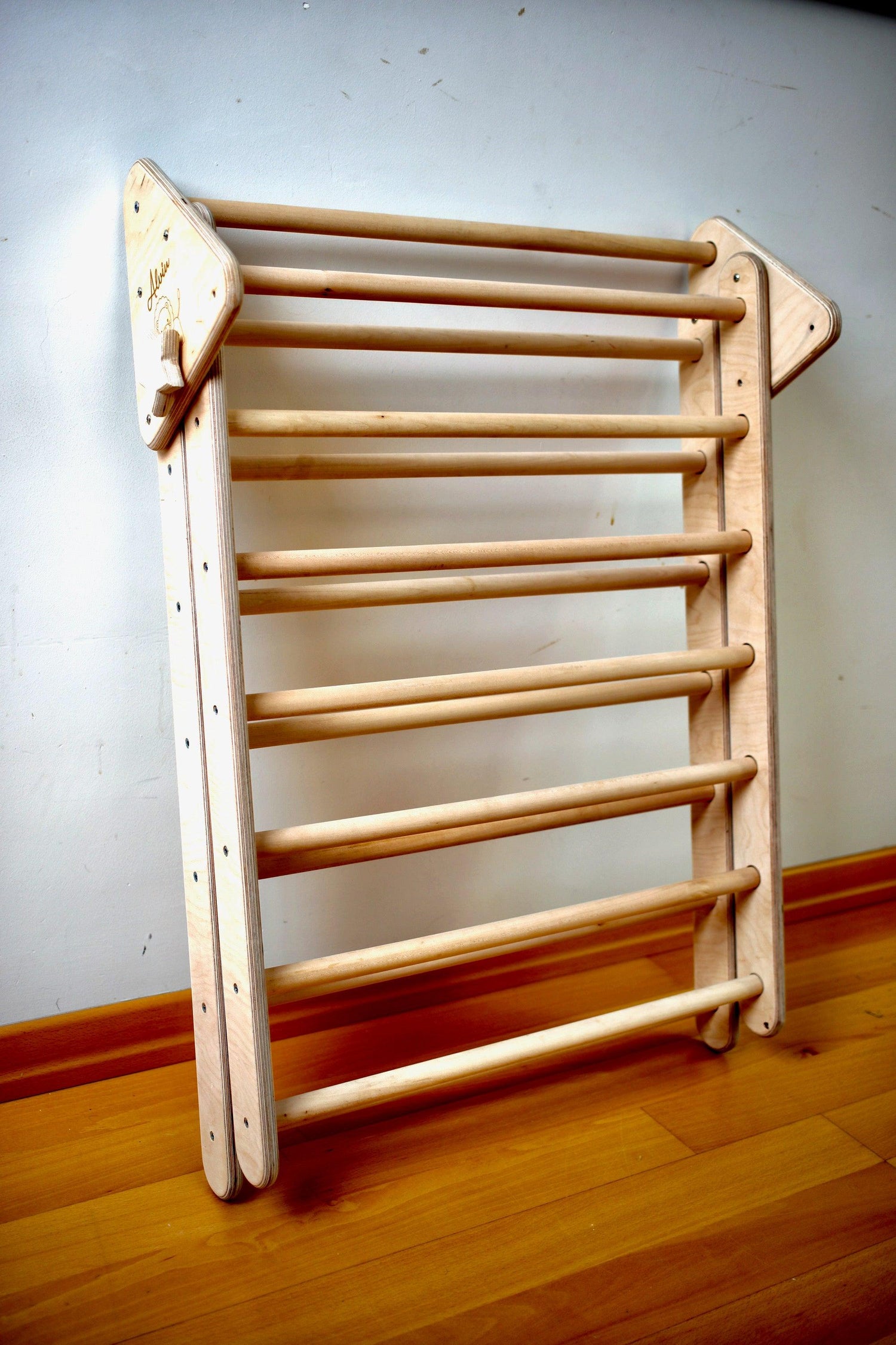 Red Oceanus foldable climbing triangle with ramp, child-friendly furniture for fun and safe indoor play.