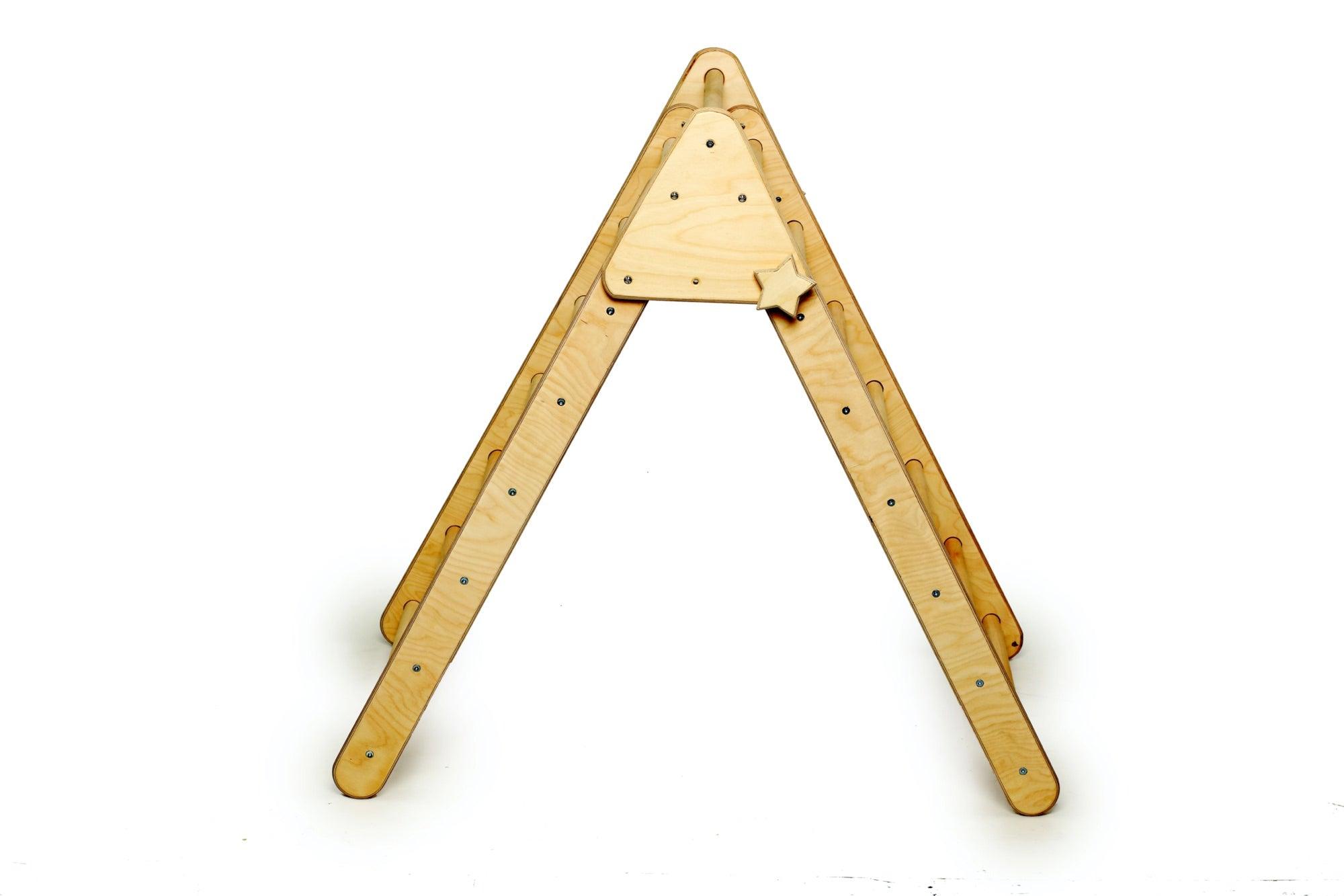Red Oceanus foldable climbing triangle with ramp, wooden furniture for kids&
