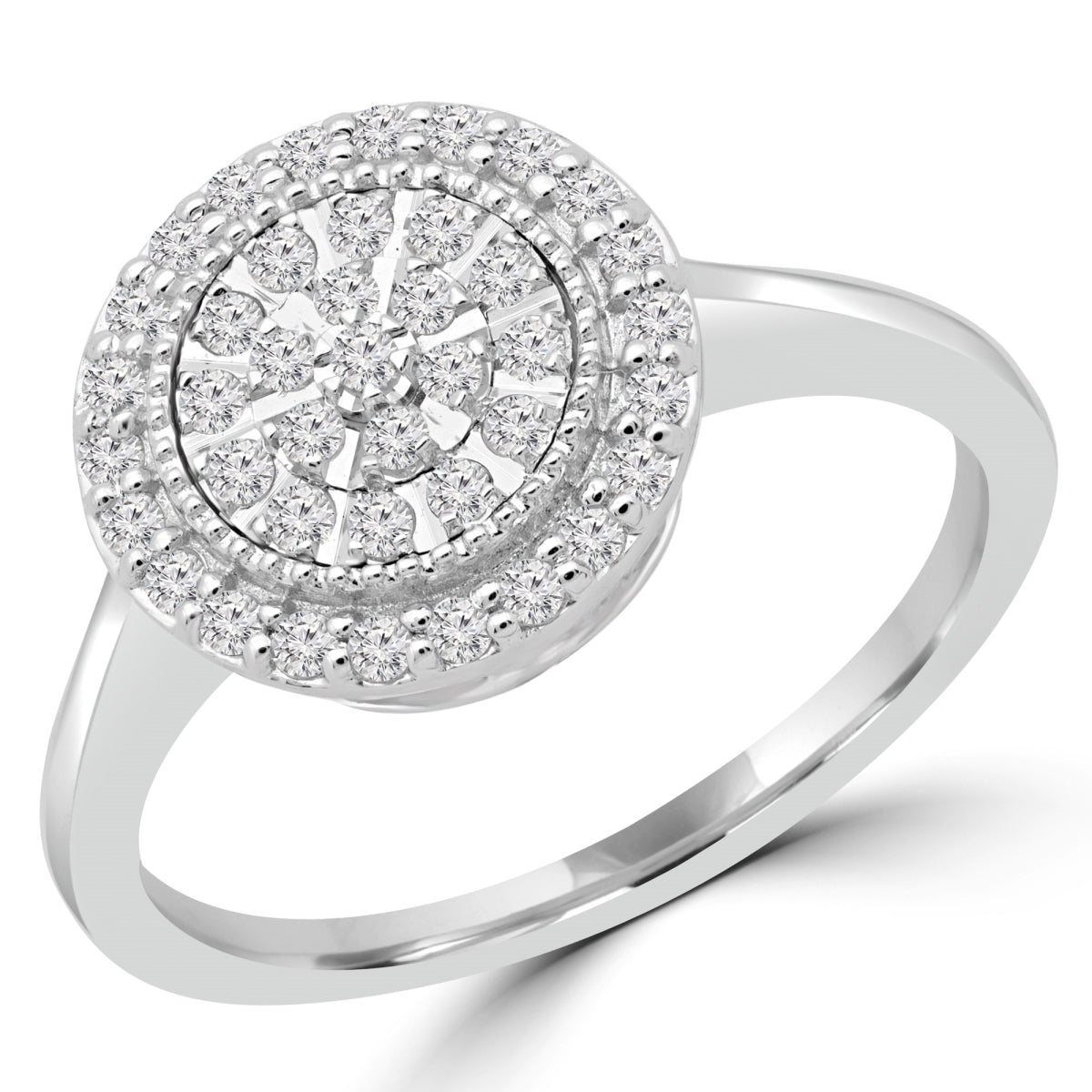 Rose Chloe Majesty Diamonds round diamond promise halo ring with 0.25 CTW in a sleek, elegant design.