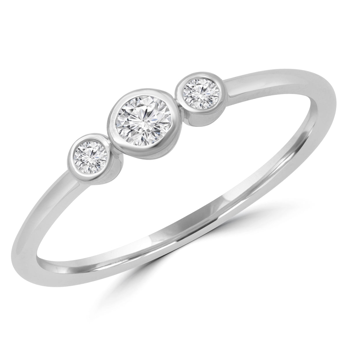 Rose Chloe Majesty Diamonds promise bezel ring with a 0.14 CTW round diamond, elegant jewelry design.