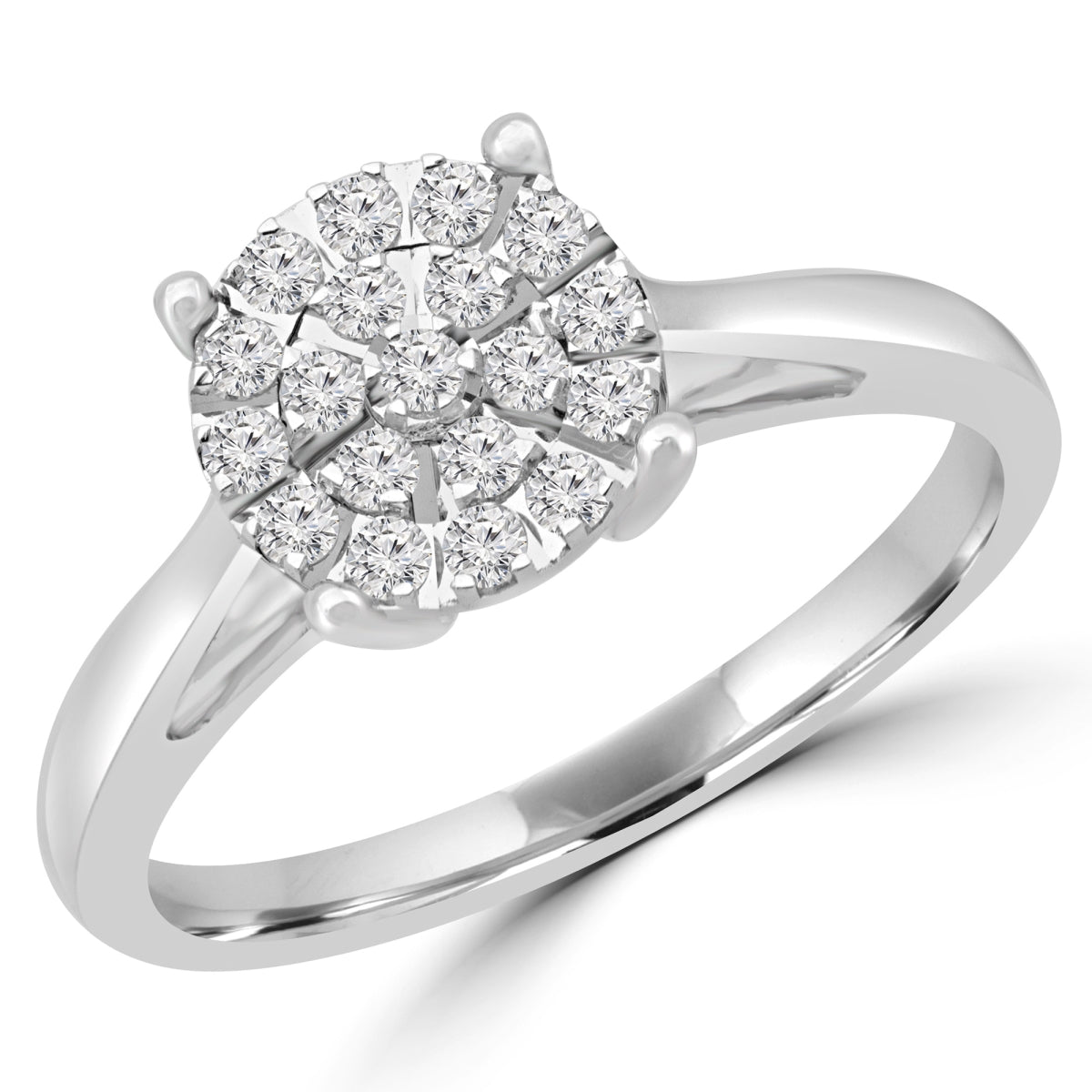 Rose Chloe Majesty Diamonds 0.25 CTW round diamond promise cluster ring, showcasing sparkling diamonds set in elegant jewelry design.