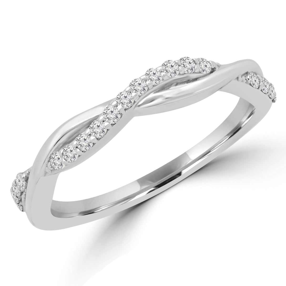 Rose Chloe Majesty Diamonds 0.2 CTW round diamond semi-eternity wedding ring with sparkling diamonds and polished band.