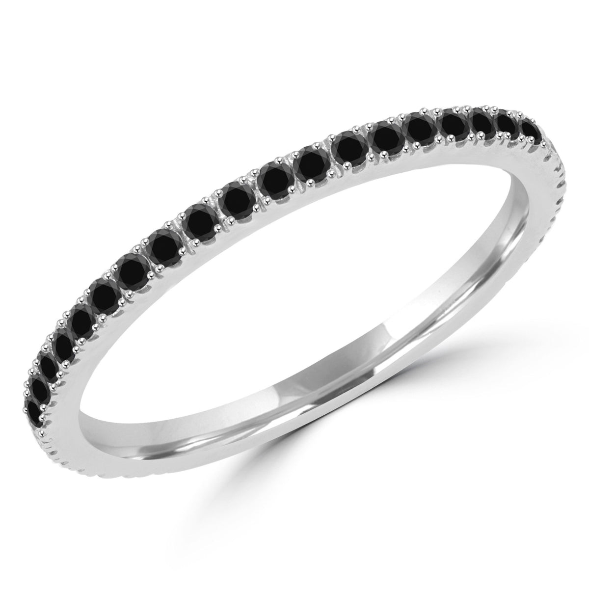 Rose Chloe Majesty Diamonds black diamond ring with 0.3 CTW round semi-eternity design, showcasing sparkling black diamonds.