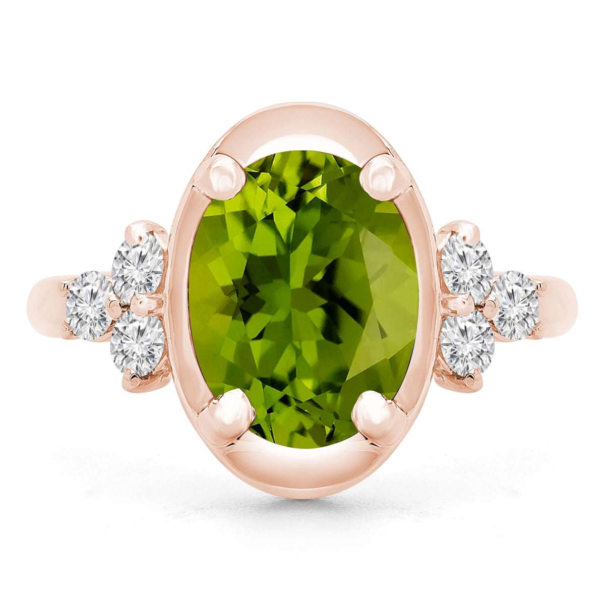Rose Chloe Majesty Diamonds green peridot cocktail ring with a 3.9 CTW oval gemstone, elegant jewelry piece, MJTD63125 image