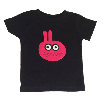 Kids T-shirt featuring a Bunny Monster design from the Sky Blue Milo collection, with a playful illustration on the front.