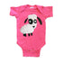 Baby onesie featuring a cute sheep design from mi cielo x Matthew Langille in raspberry color, made by Sky Blue Milo.