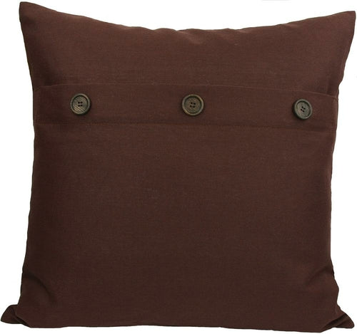 Chocolate feather-patterned 20x20 Pink Leto solid color pillow with buttons, perfect for home decor accents.