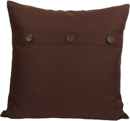 Chocolate feather-patterned 20x20 Pink Leto solid color pillow with buttons, perfect for home decor accents.