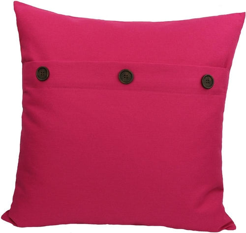 Pink Leto ML13004 solid color 20x20 pillow with buttons, fuchsia feather design for home decor accents.