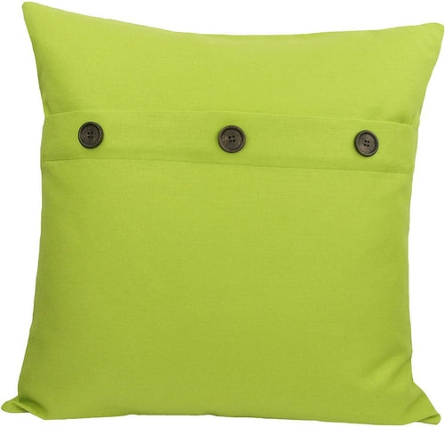 Green apple-colored Pink Leto solid pillow with buttons in a 20x20-inch home decor style.