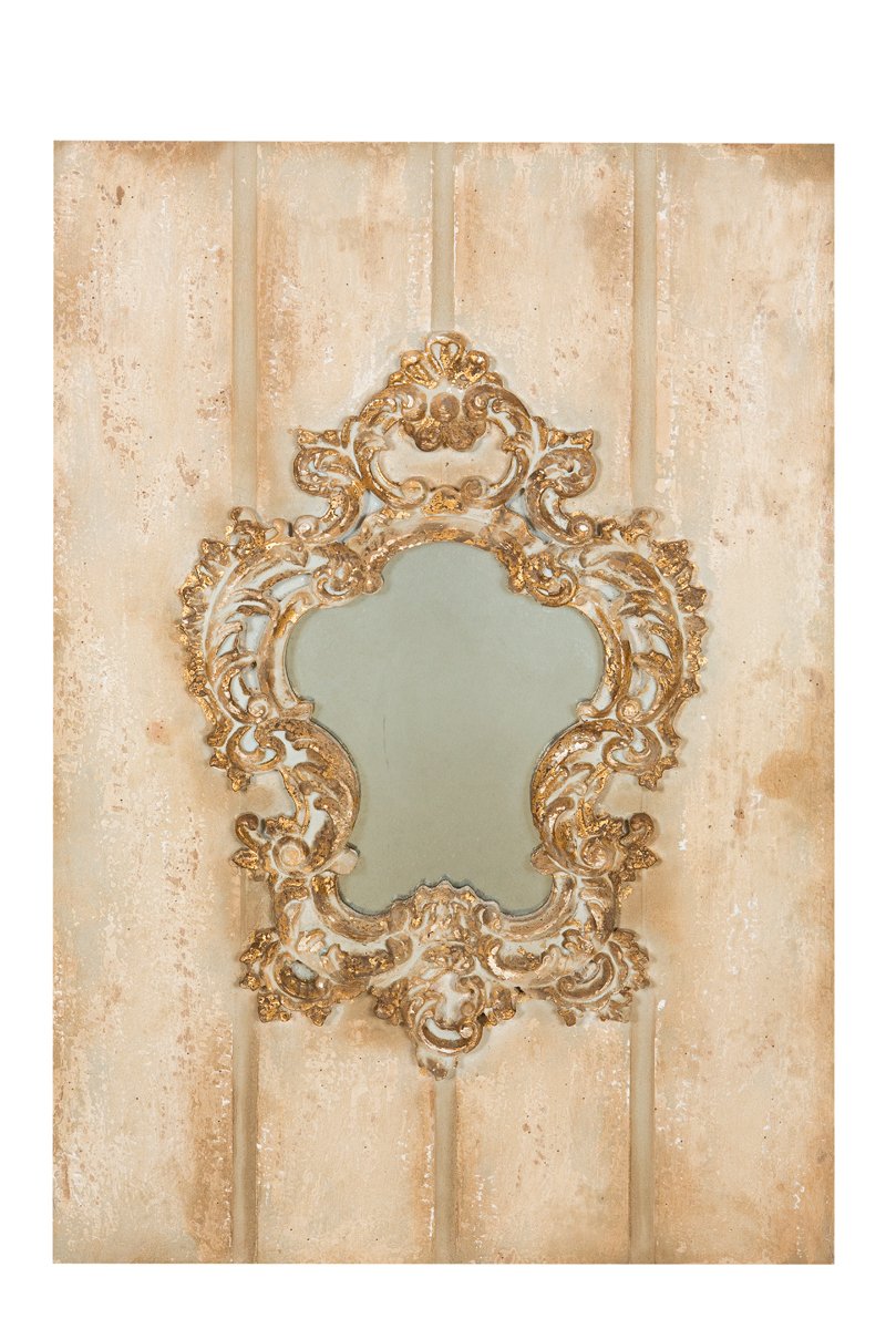Pink Leto MANOR LUXE Vienna Mini Board Wall Mirror in antique gold, 24x36 inches, decorative home decor with elegant frame