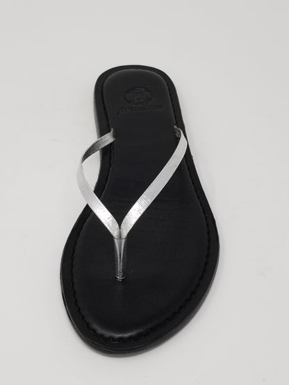 Azure Ophion Carmel footwear with a sleek silver front view, showcasing stylish design and modern craftsmanship.