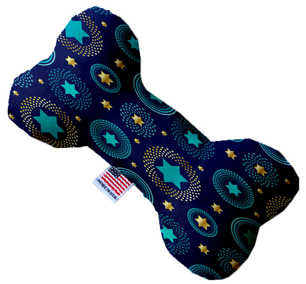 Blue Star of David canvas bone dog toy by Rose Chloe, 8-inch pet toy for dogs, featuring a textured design and durable material.