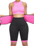 Red 2-in-1 waist trainer and sauna sweat pants by Indigo Osage, designed for slimming and body shaping during workouts.
