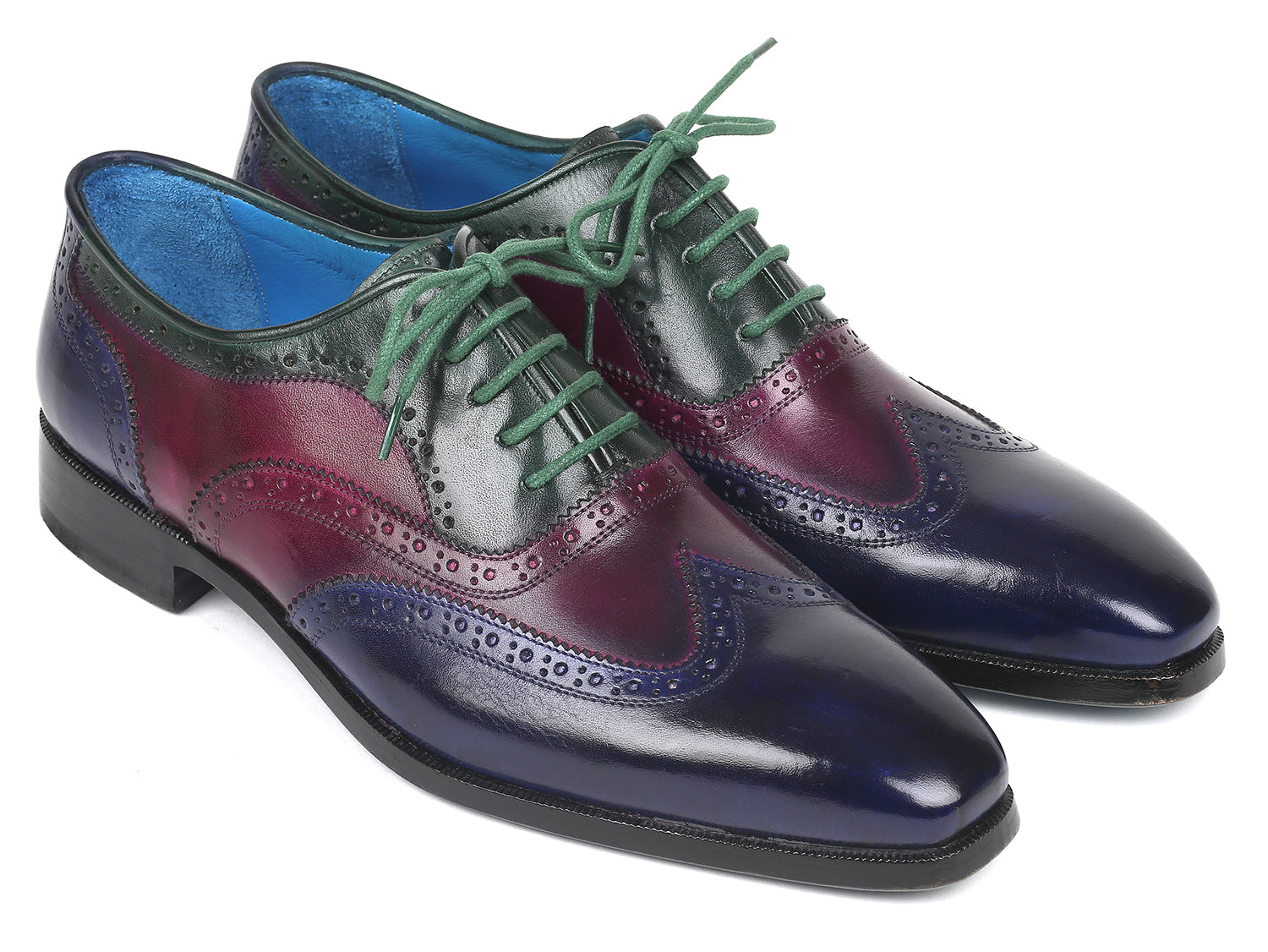 Multi-color wingtip oxford shoes for men by Ruby Ophion, featuring detailed wingtip design and polished leather finish.